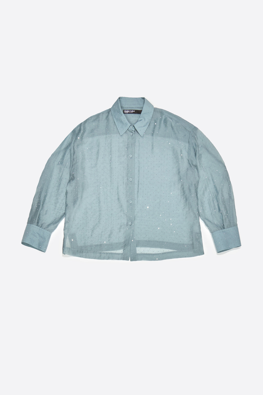 Light blue mini rhinestones boxy shirt