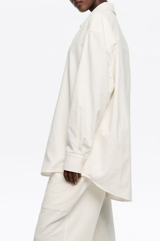 Ivory textured cotton shirt