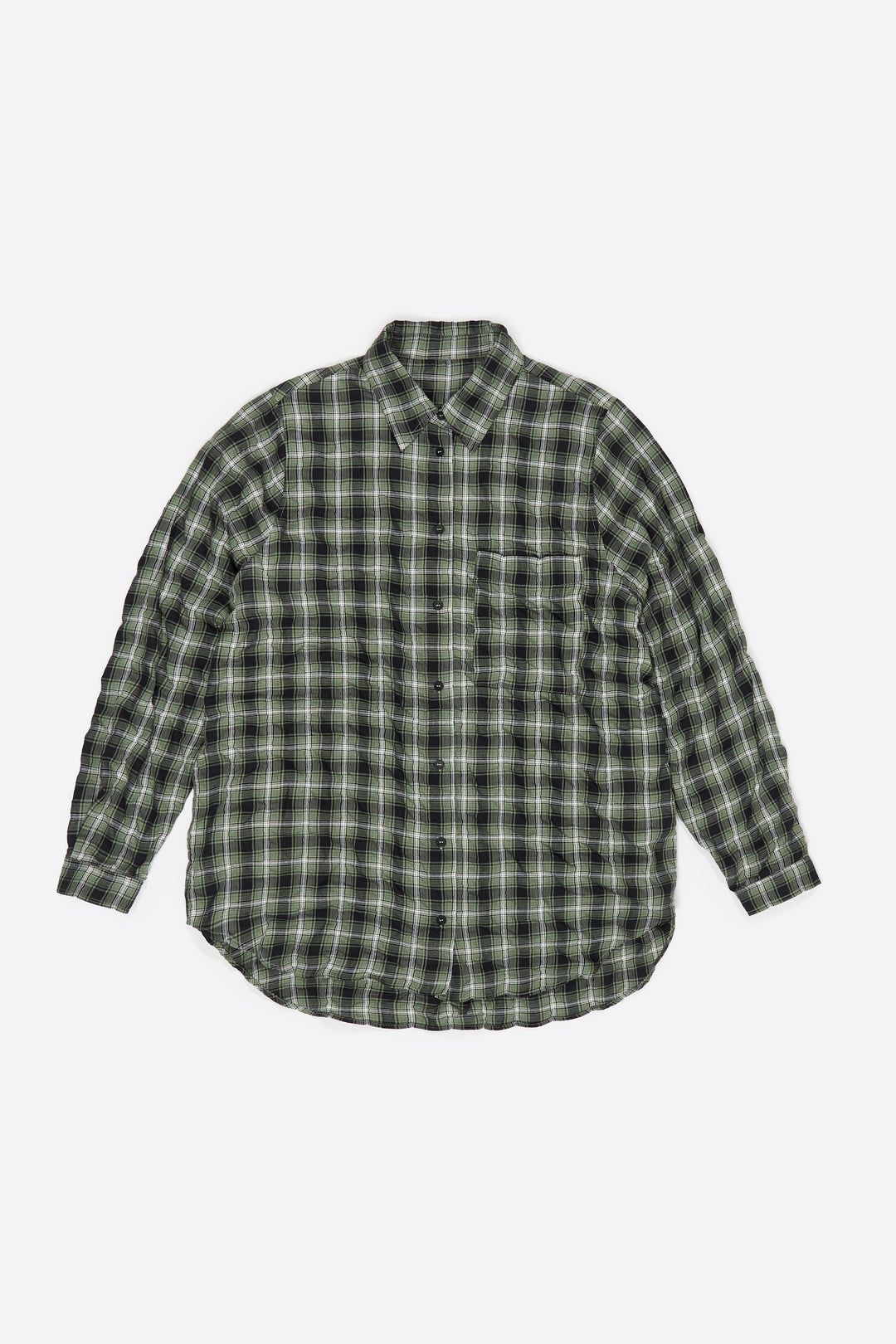 Green checked textured shirt
