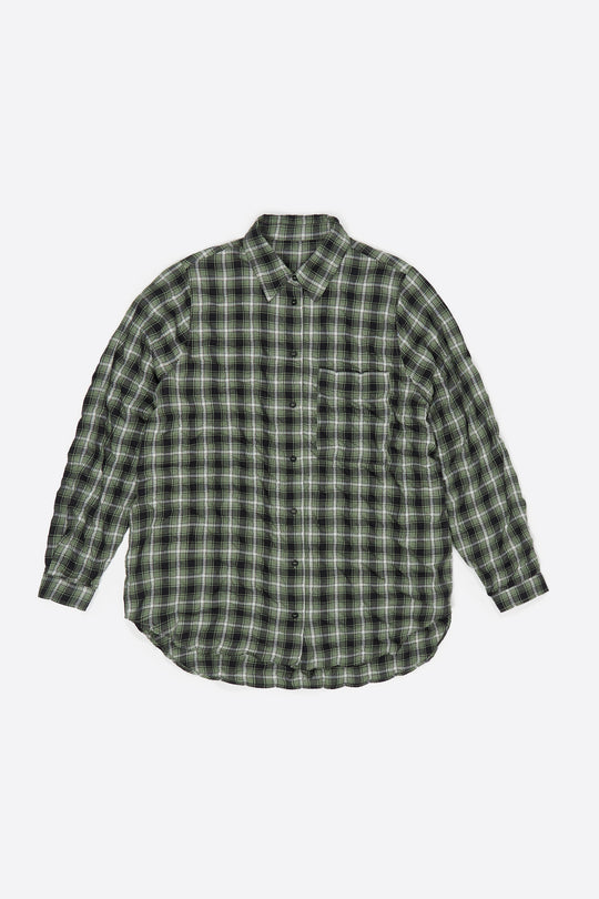 Green checked textured shirt