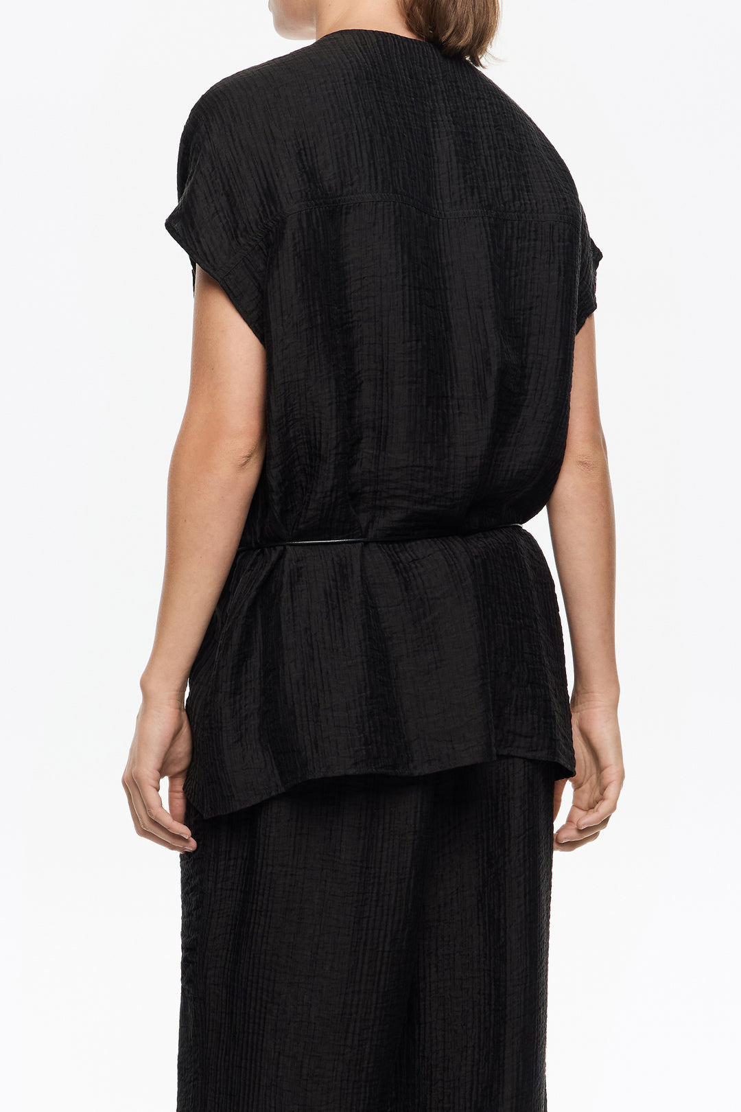 Black tie V-neck top