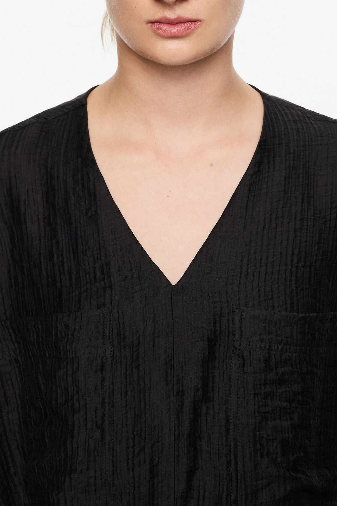 Black tie V-neck top