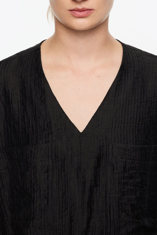 Black tie V-neck top