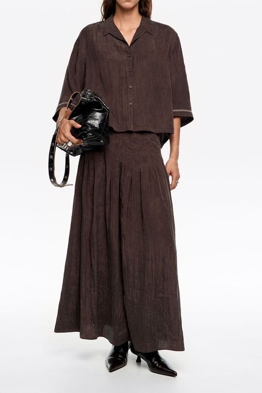 Brown adjustable armhole shirt