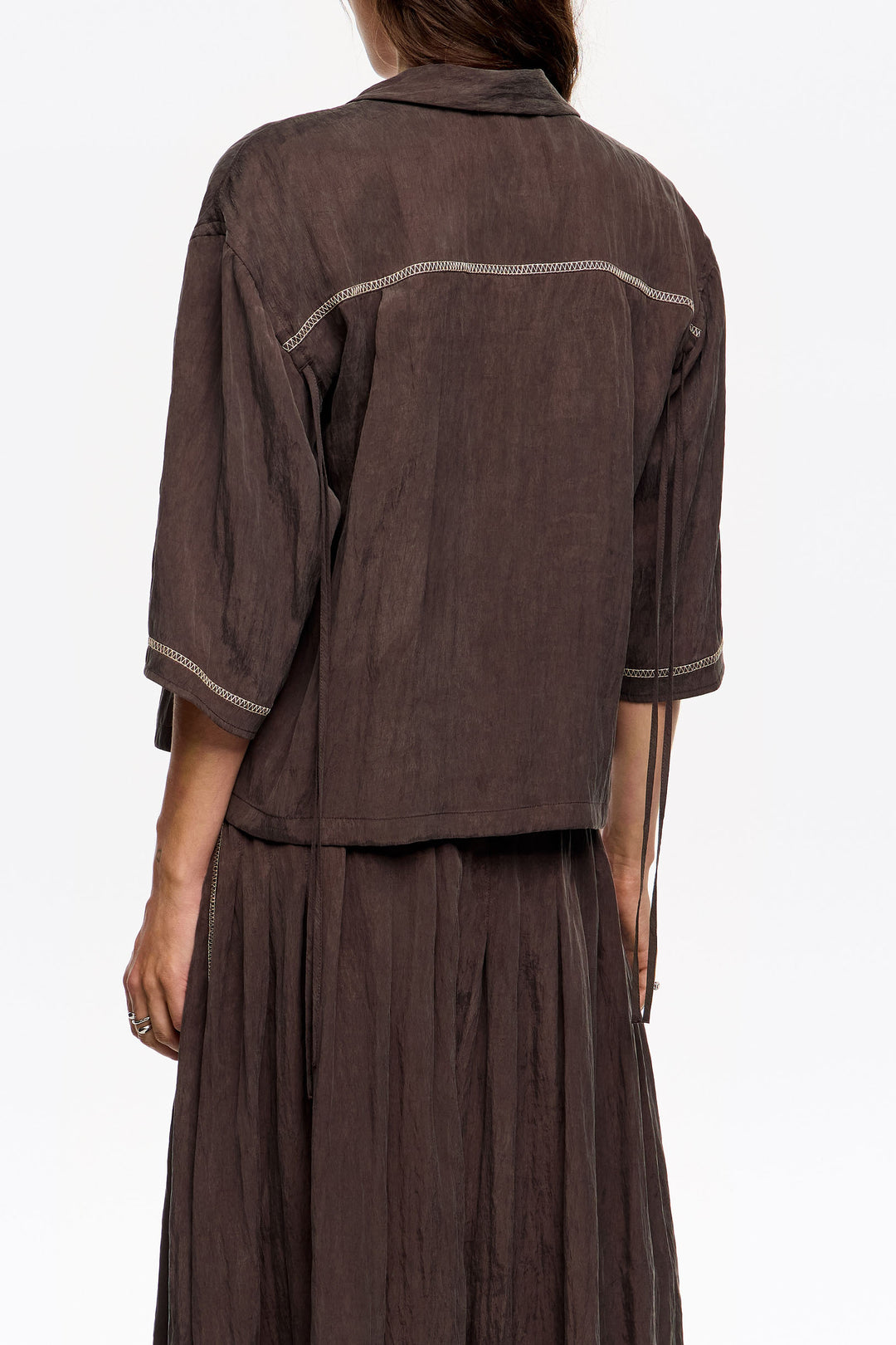 Brown adjustable armhole shirt