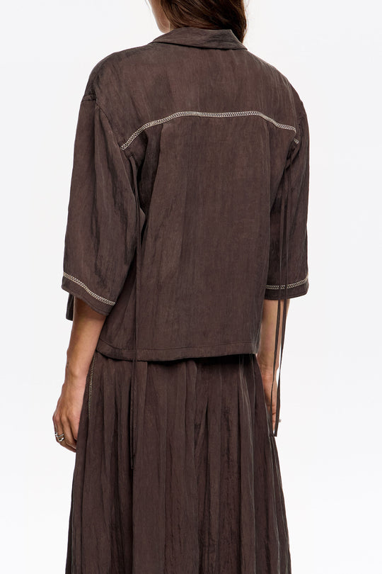 Brown adjustable armhole shirt
