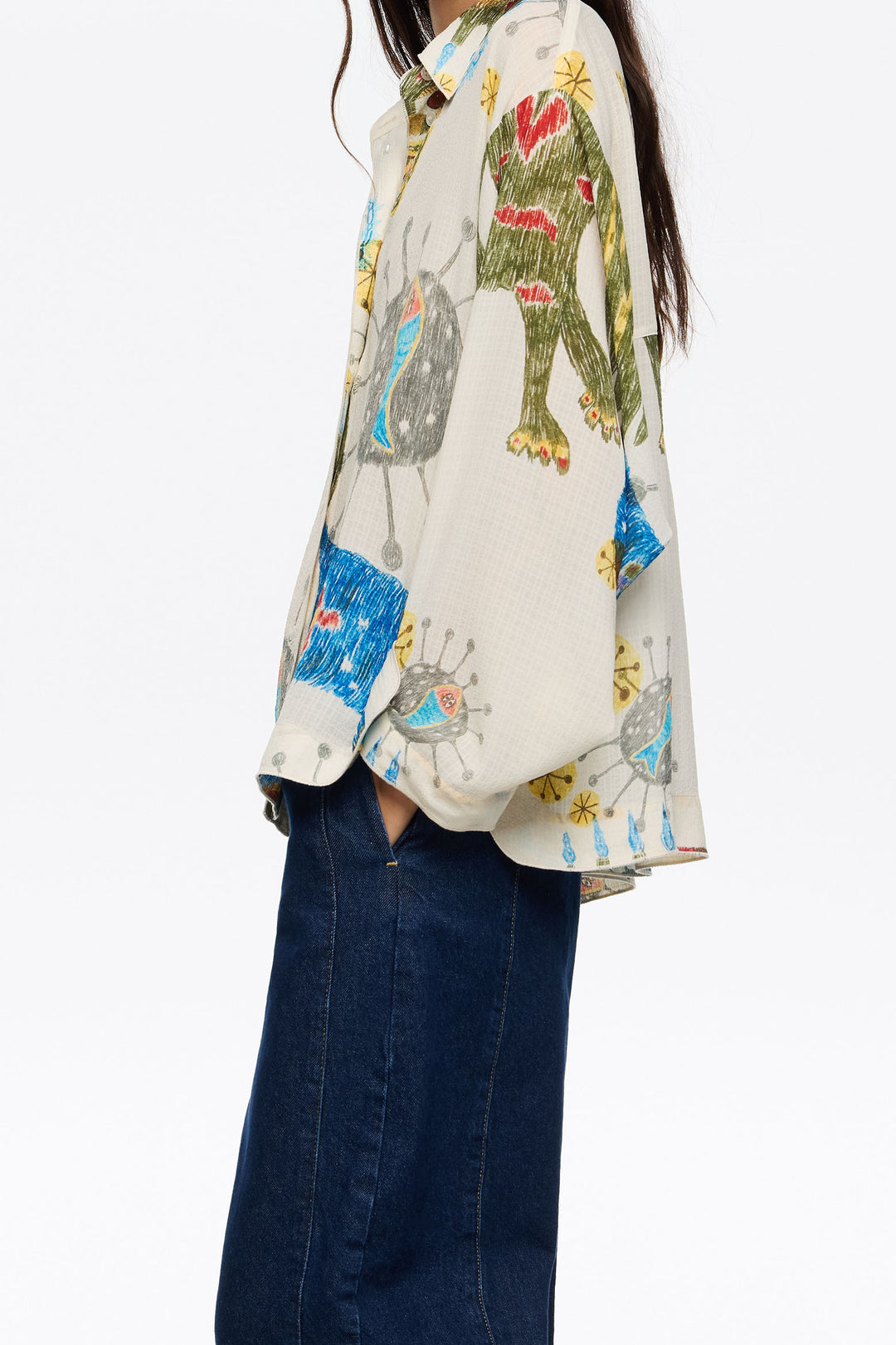 Ivory textured Big Mask straight shirt
