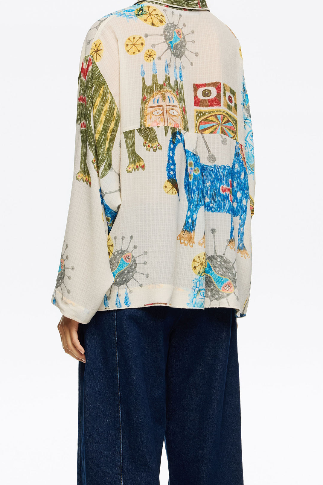 Ivory textured Big Mask straight shirt