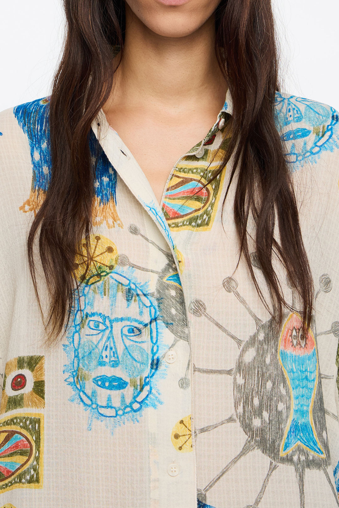Ivory textured Big Mask straight shirt