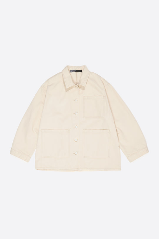 Ivory straight denim jacket