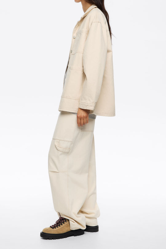 Ivory straight denim jacket