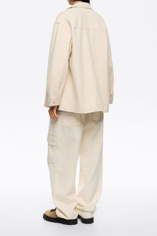 Ivory straight denim jacket