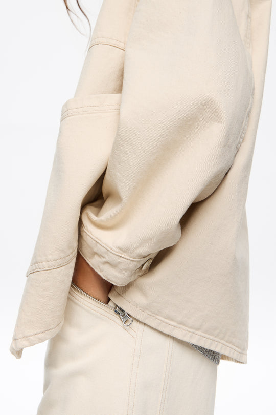 Ivory straight denim jacket