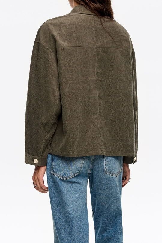 Khaki straight denim jacket