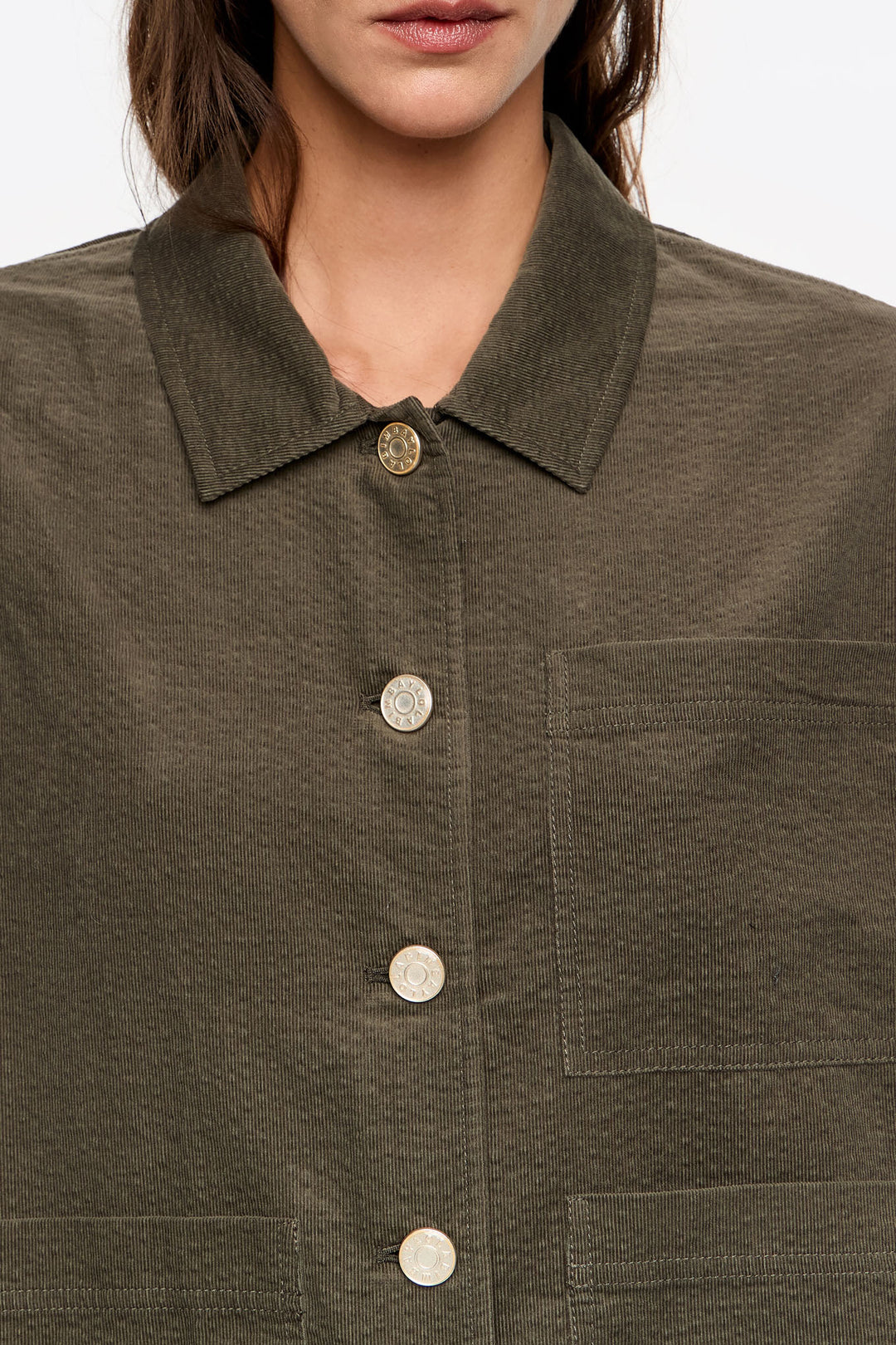 Khaki straight denim jacket