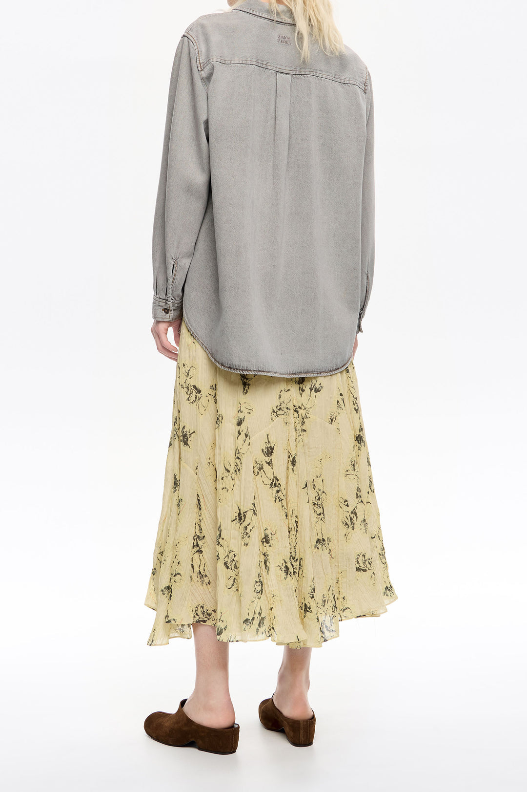Light yellow Notebook pleated asymmetric skirt