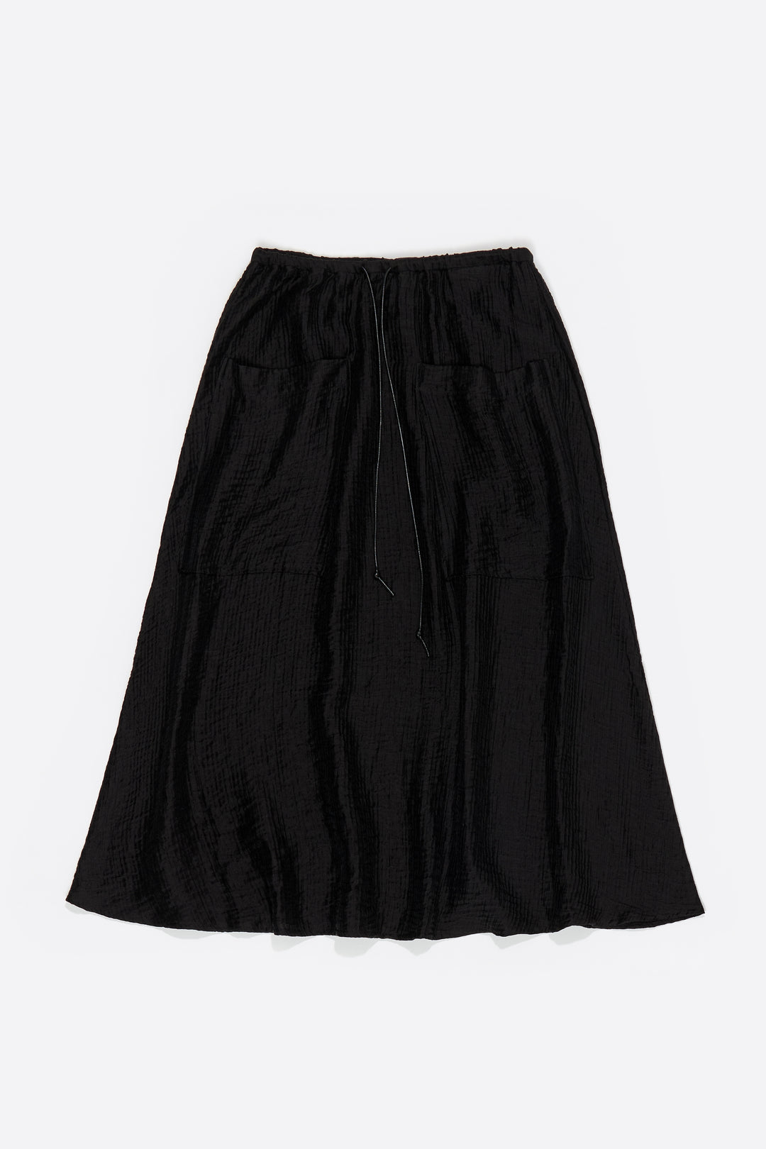 Washed black adjustable waist fluid skirt