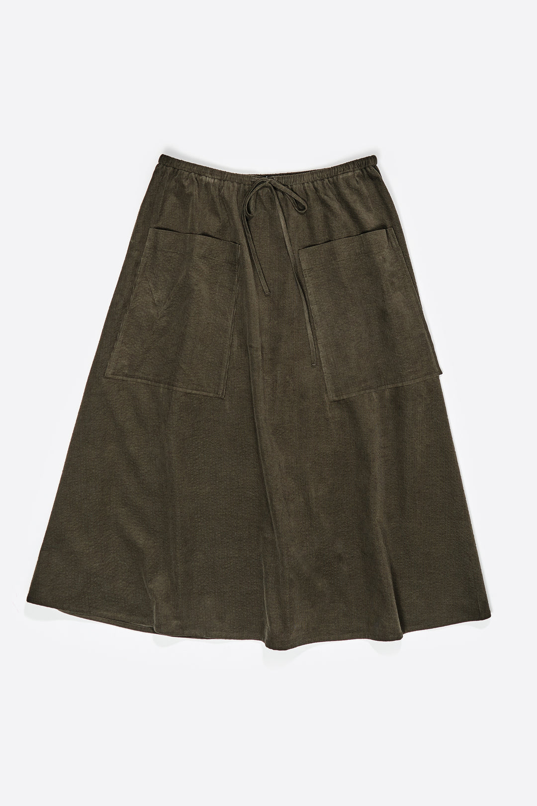 Khaki adjustable waist midi skirt