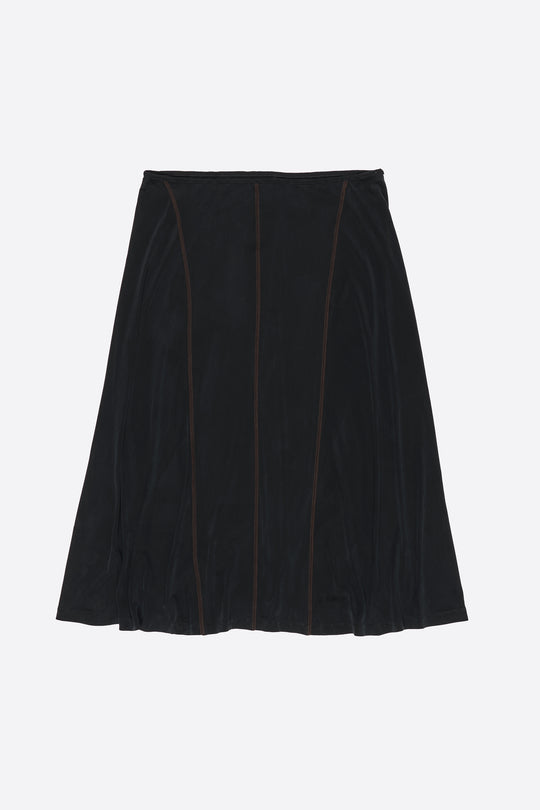 Washed black cupro A-line skirt