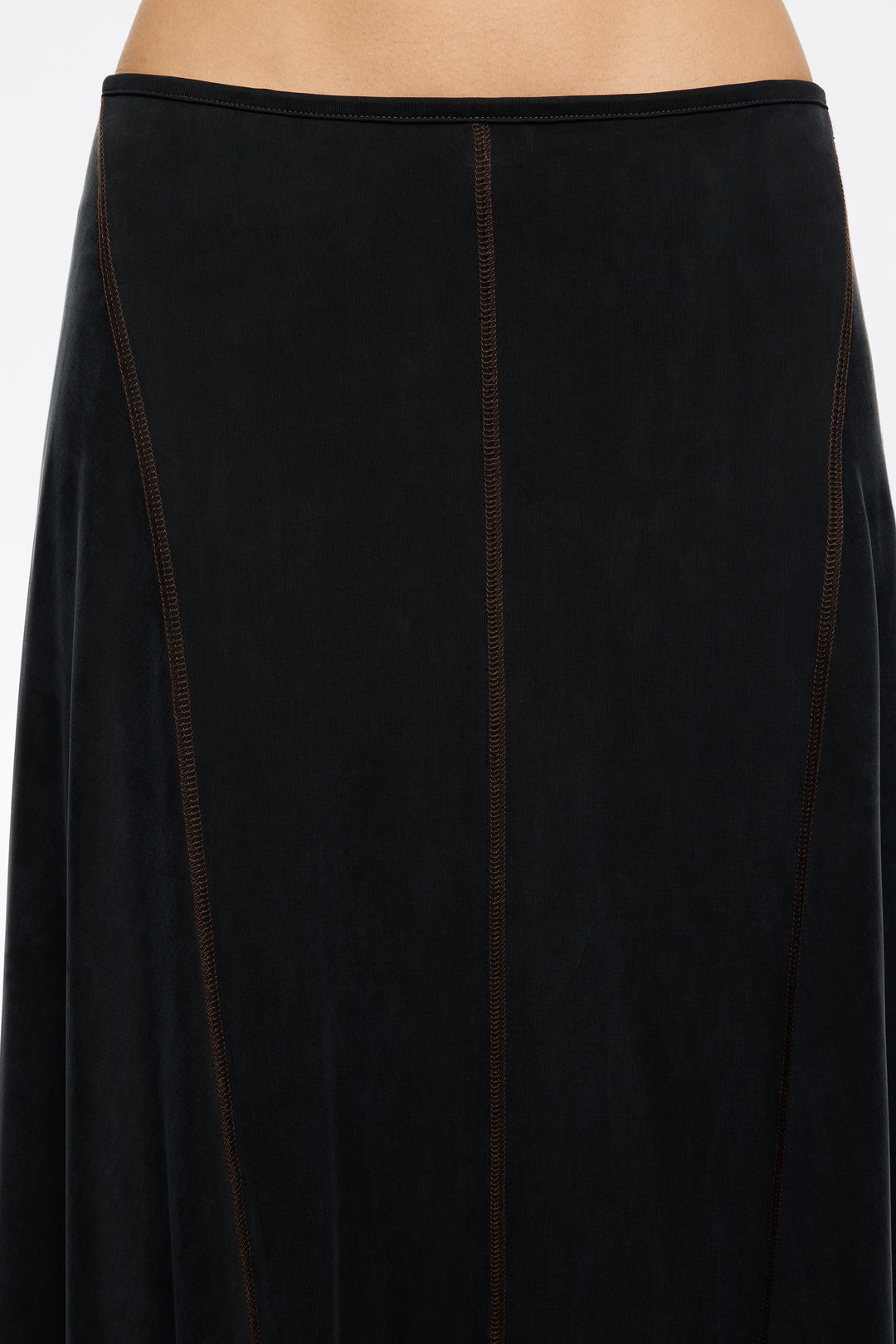 Washed black cupro A-line skirt