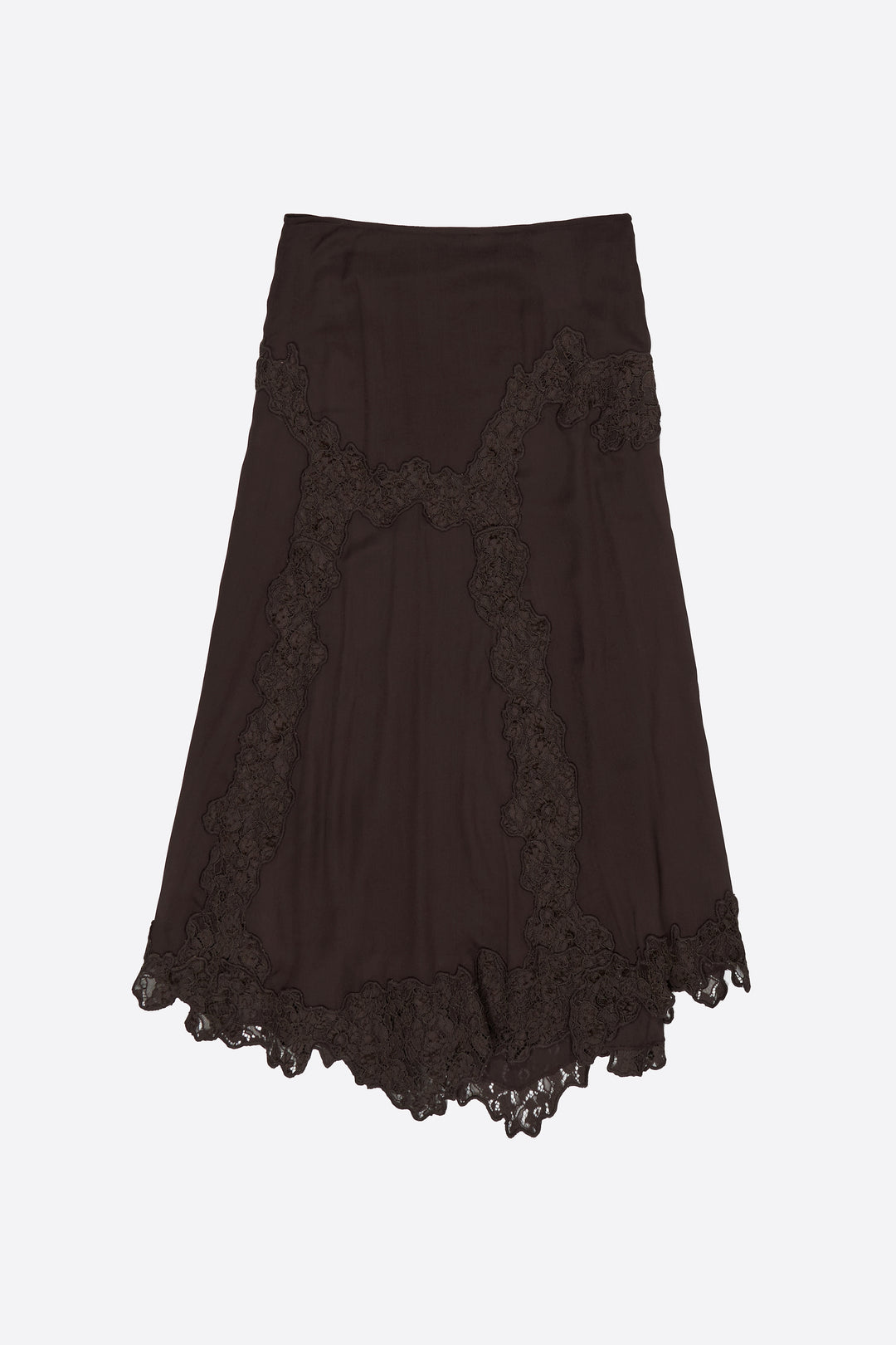 Dark brown fluid lace skirt