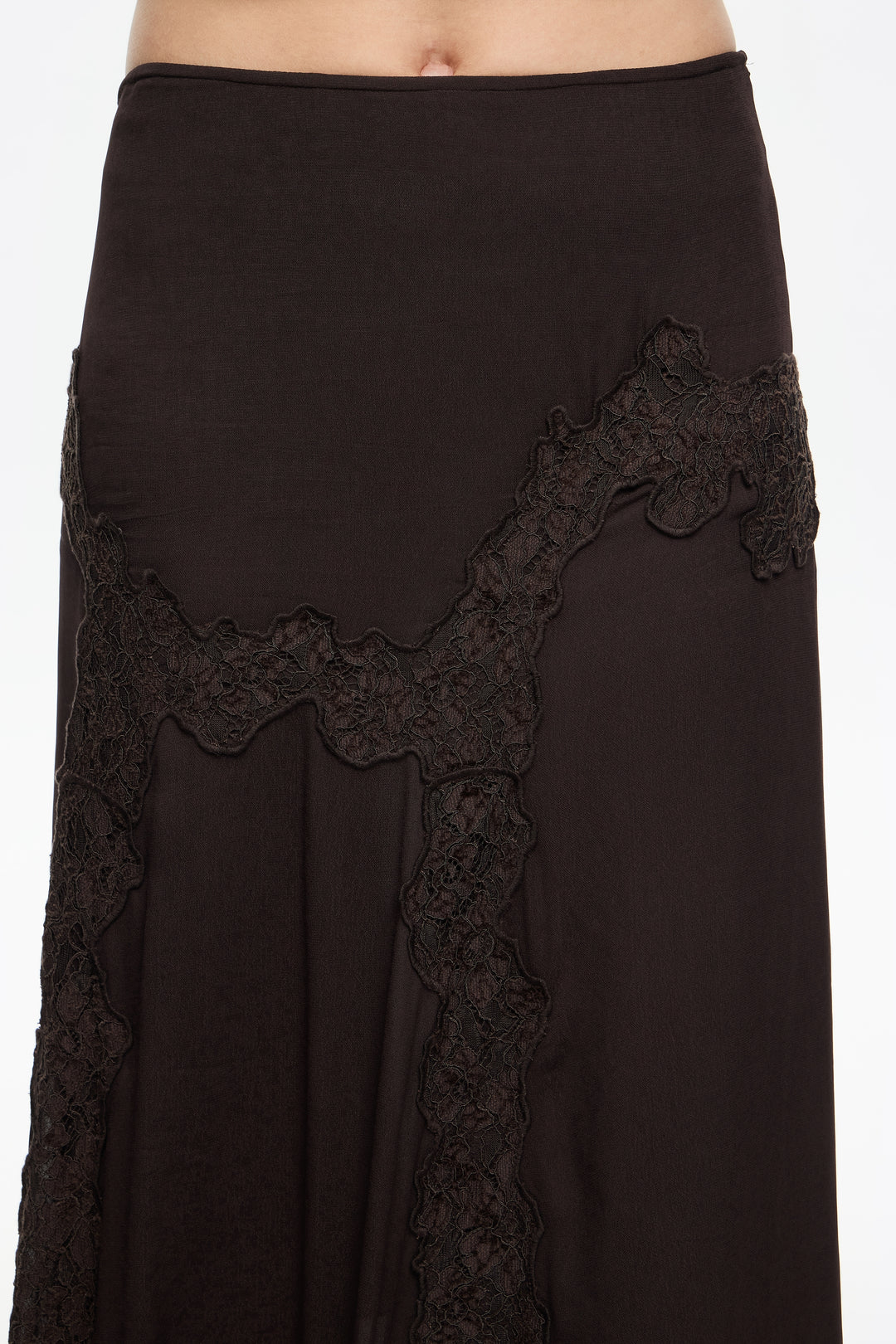 Dark brown fluid lace skirt