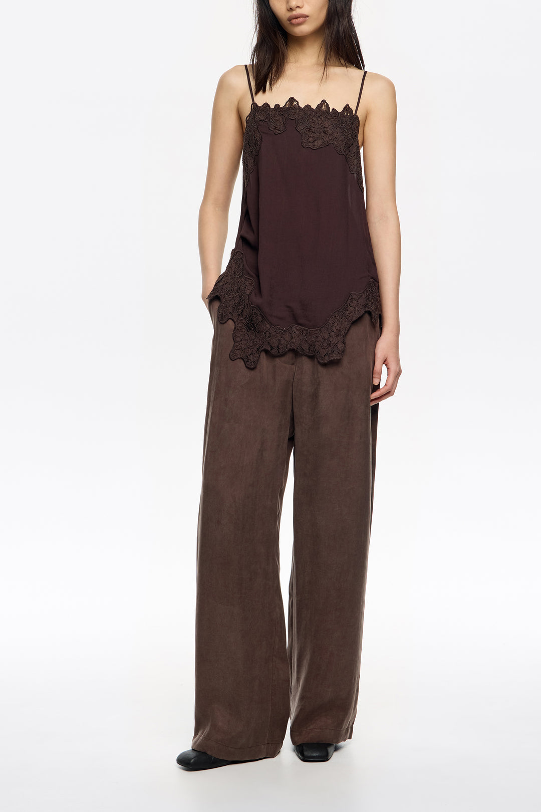 Washed brown jogger trousers