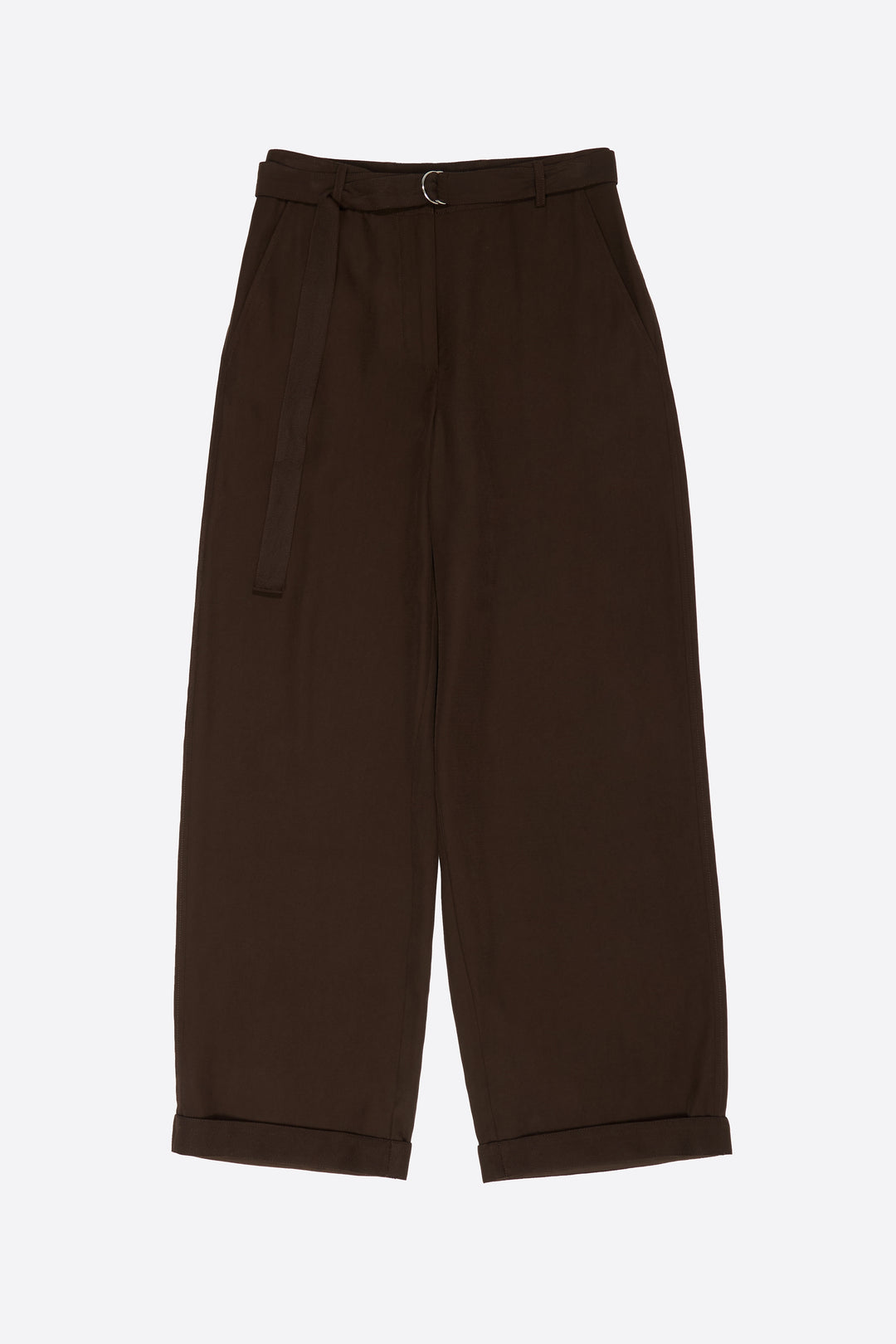 Dark brown fluid flared trousers