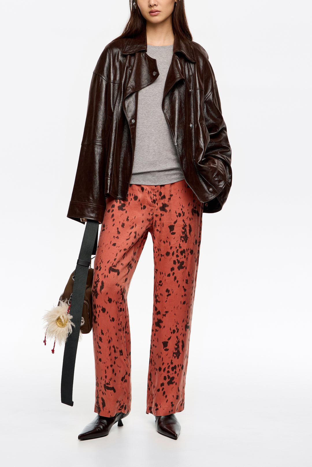 Brown Lynx straight leg trousers