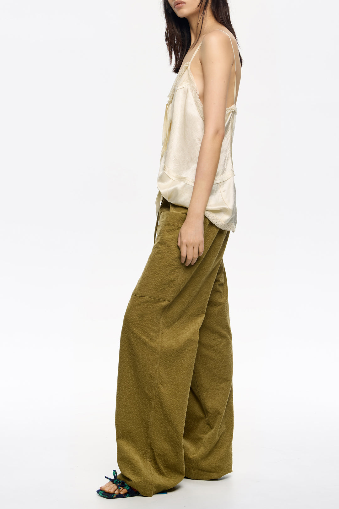 Olive maxi corduroy pockets mini trousers