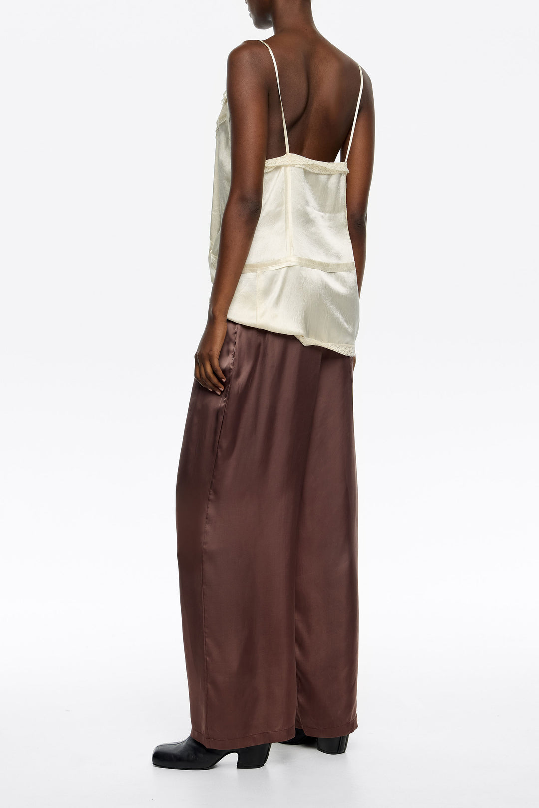 Brown darted jogger trousers