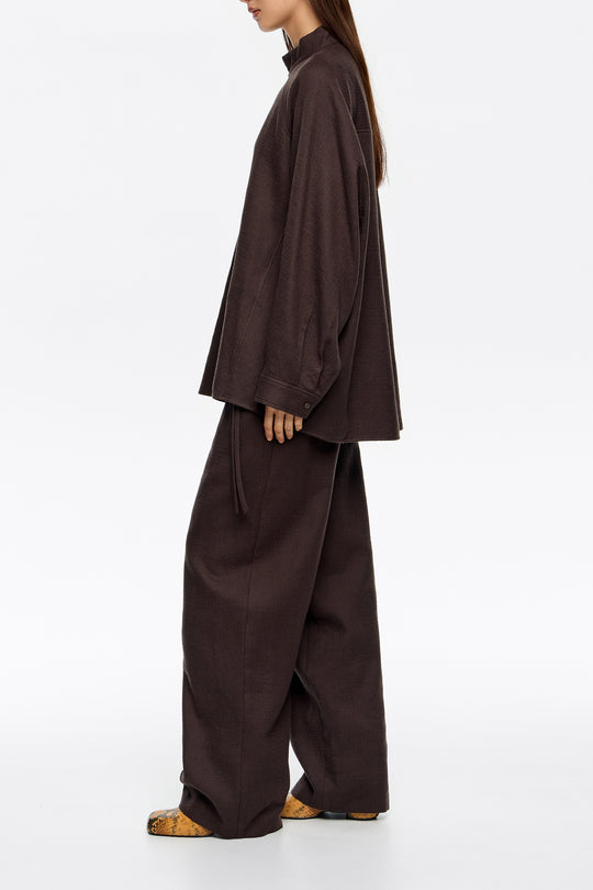 Dark brown cotton/wool jogger trousers
