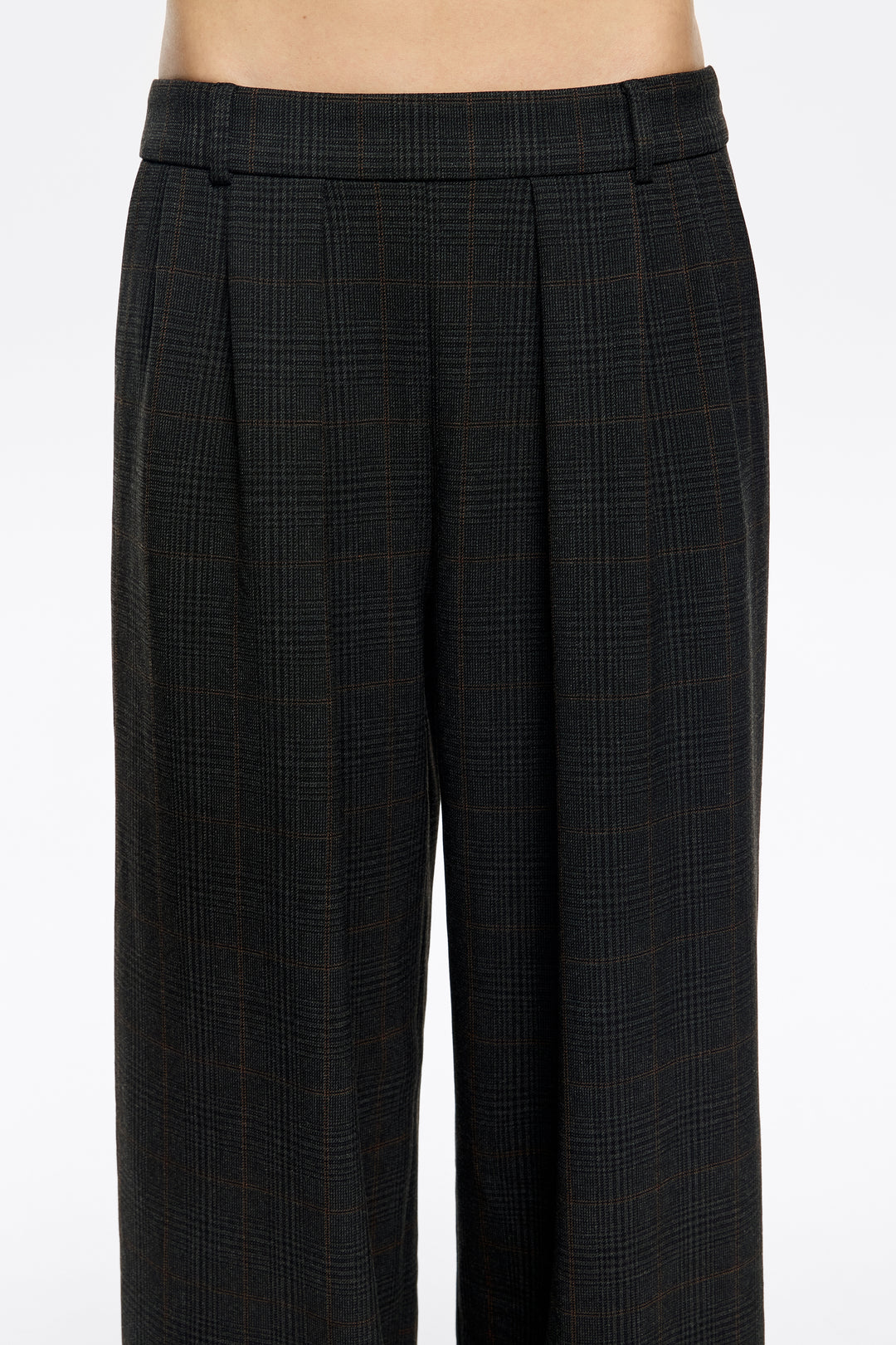 Dark gray darted straight leg trousers