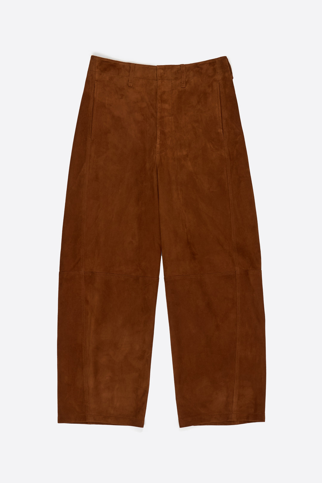 Caramel leather barrel leg trousers