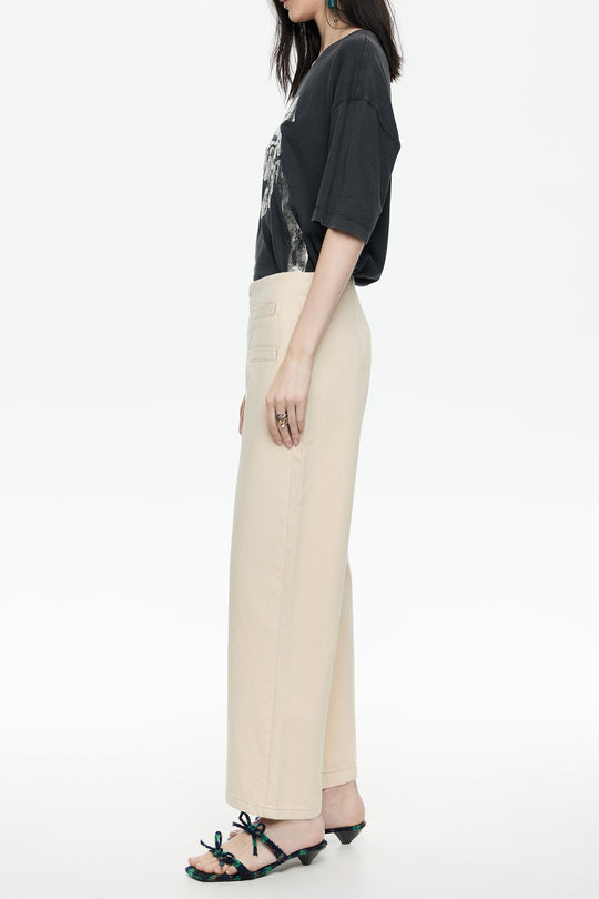 Ivory denim ankle-length jeans