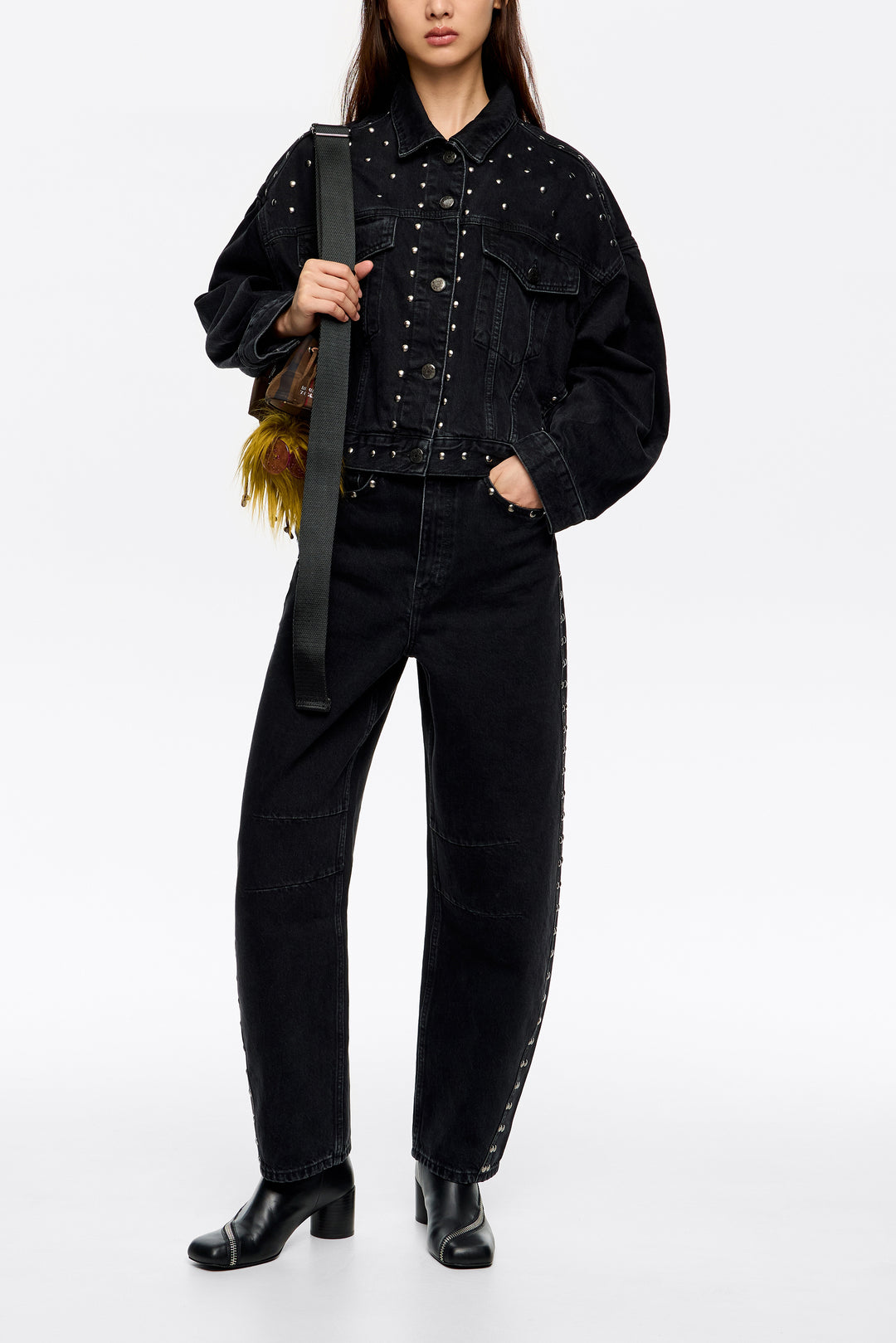 BARREL - Black studded trousers