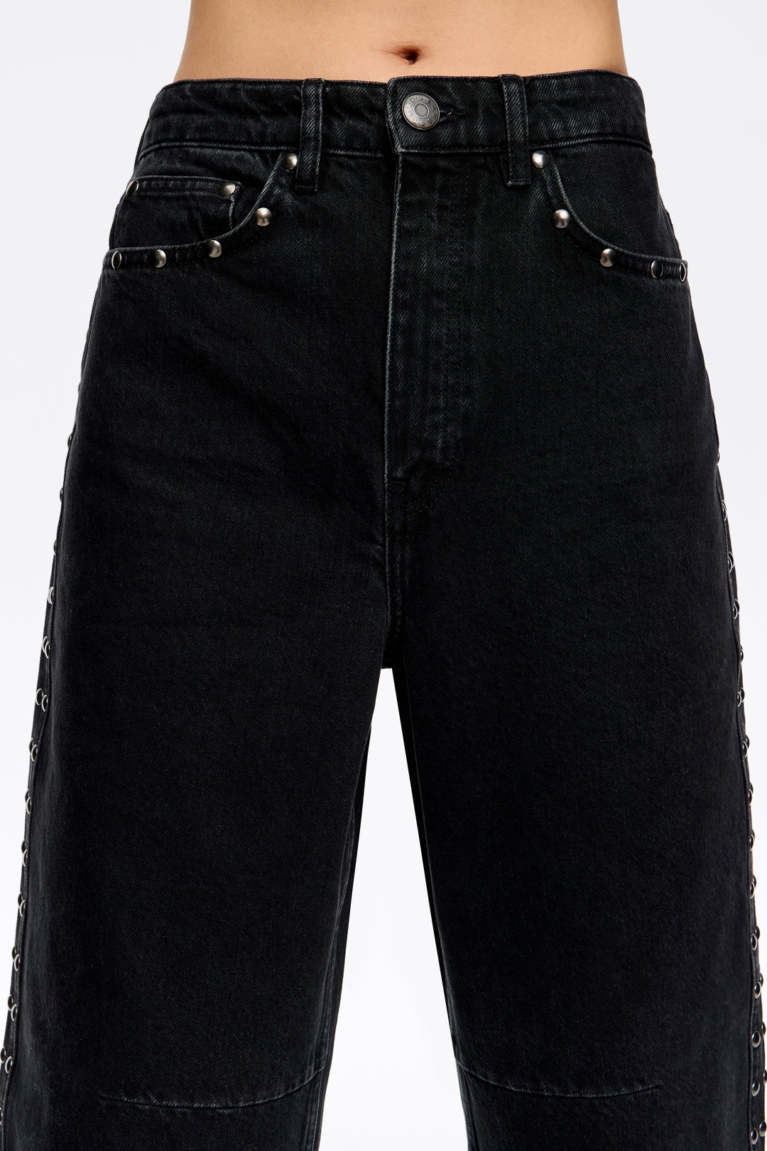 BARREL - Black studded trousers