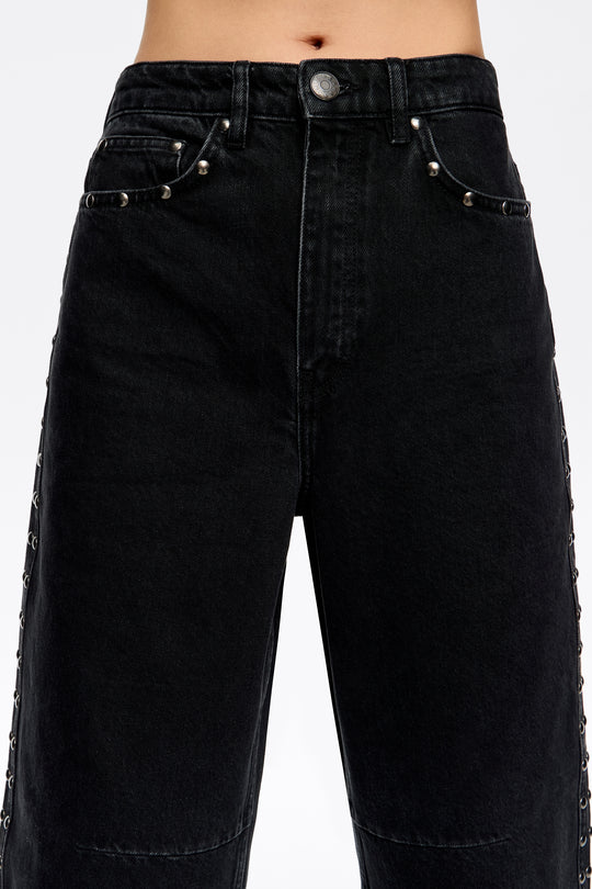BARREL - Black studded trousers