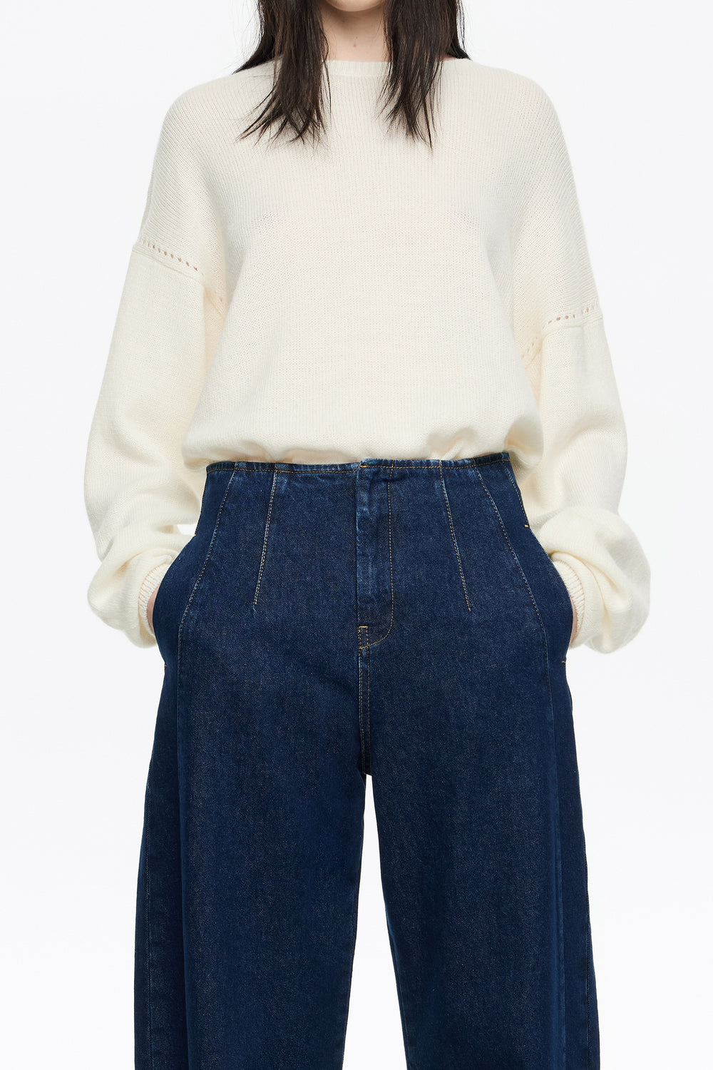 Ivory open-knit wool sweater
