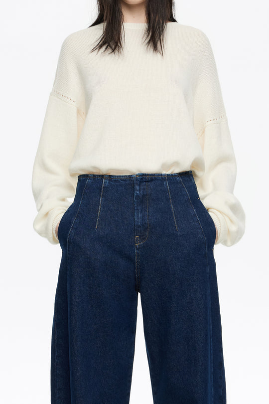 Ivory open-knit wool sweater