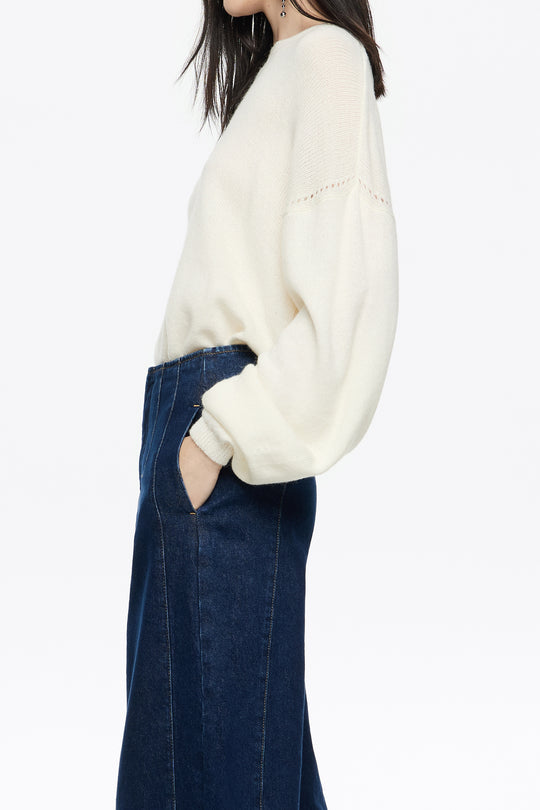 Ivory open-knit wool sweater