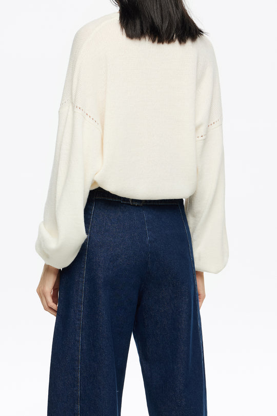 Ivory open-knit wool sweater