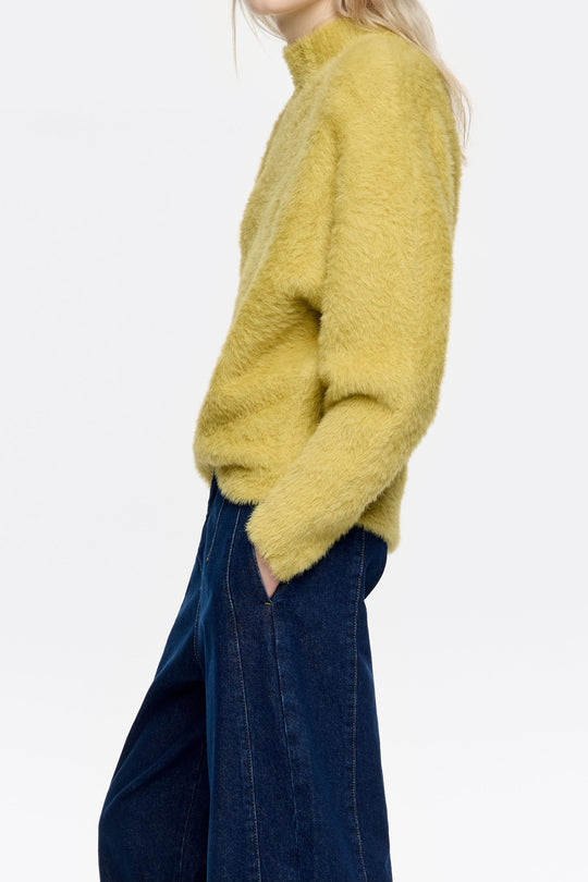 Mustard fur high neck sweater
