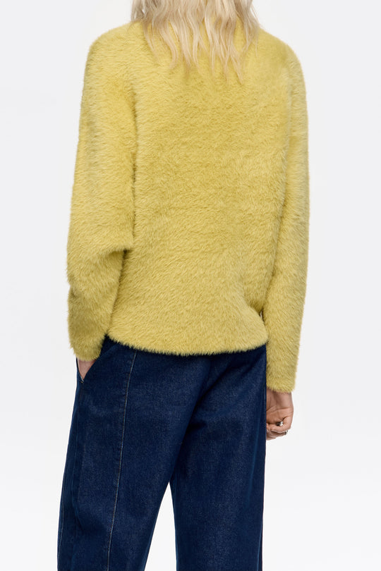Mustard fur high neck sweater