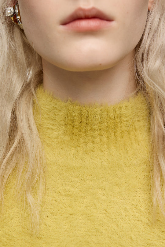 Mustard fur high neck sweater
