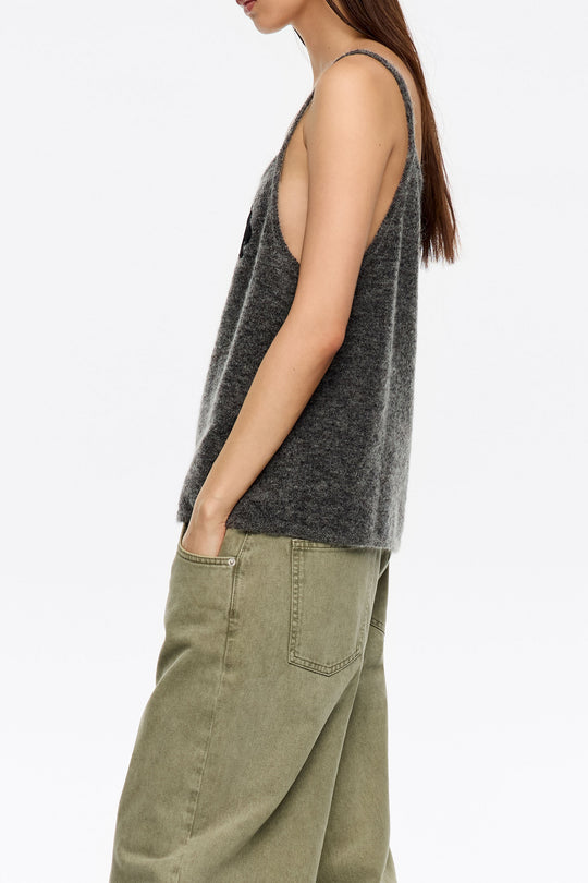 Dark gray mohair lace top