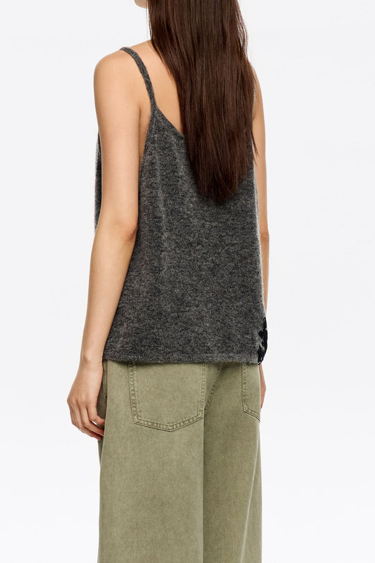 Dark gray mohair lace top