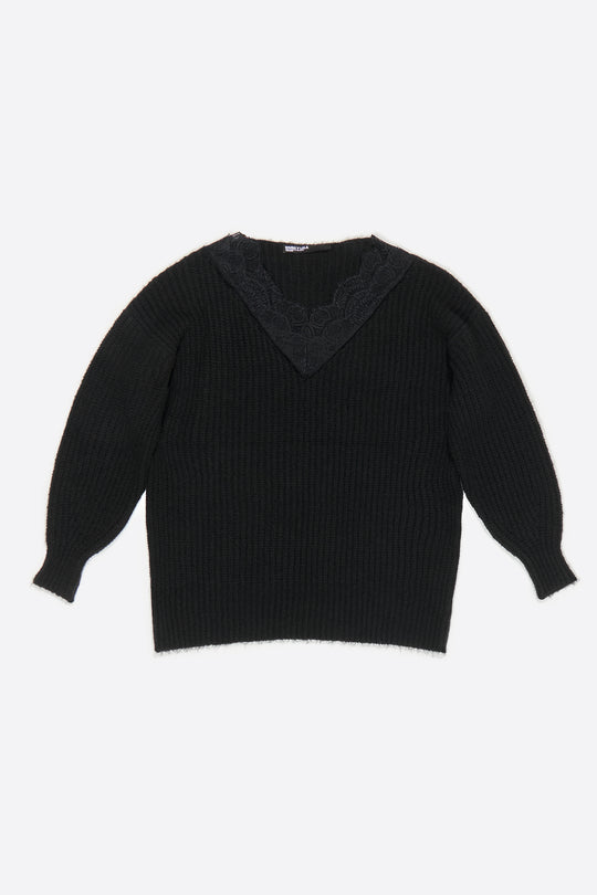 Long black lace sweater