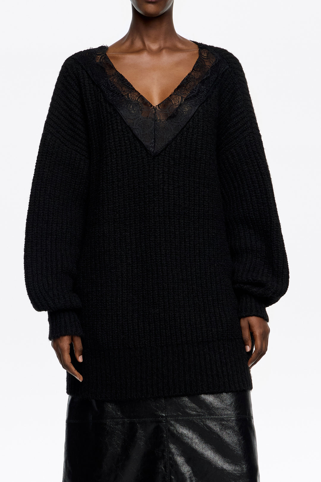 Long black lace sweater