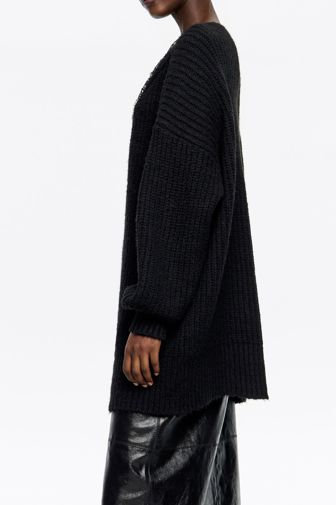 Long black lace sweater